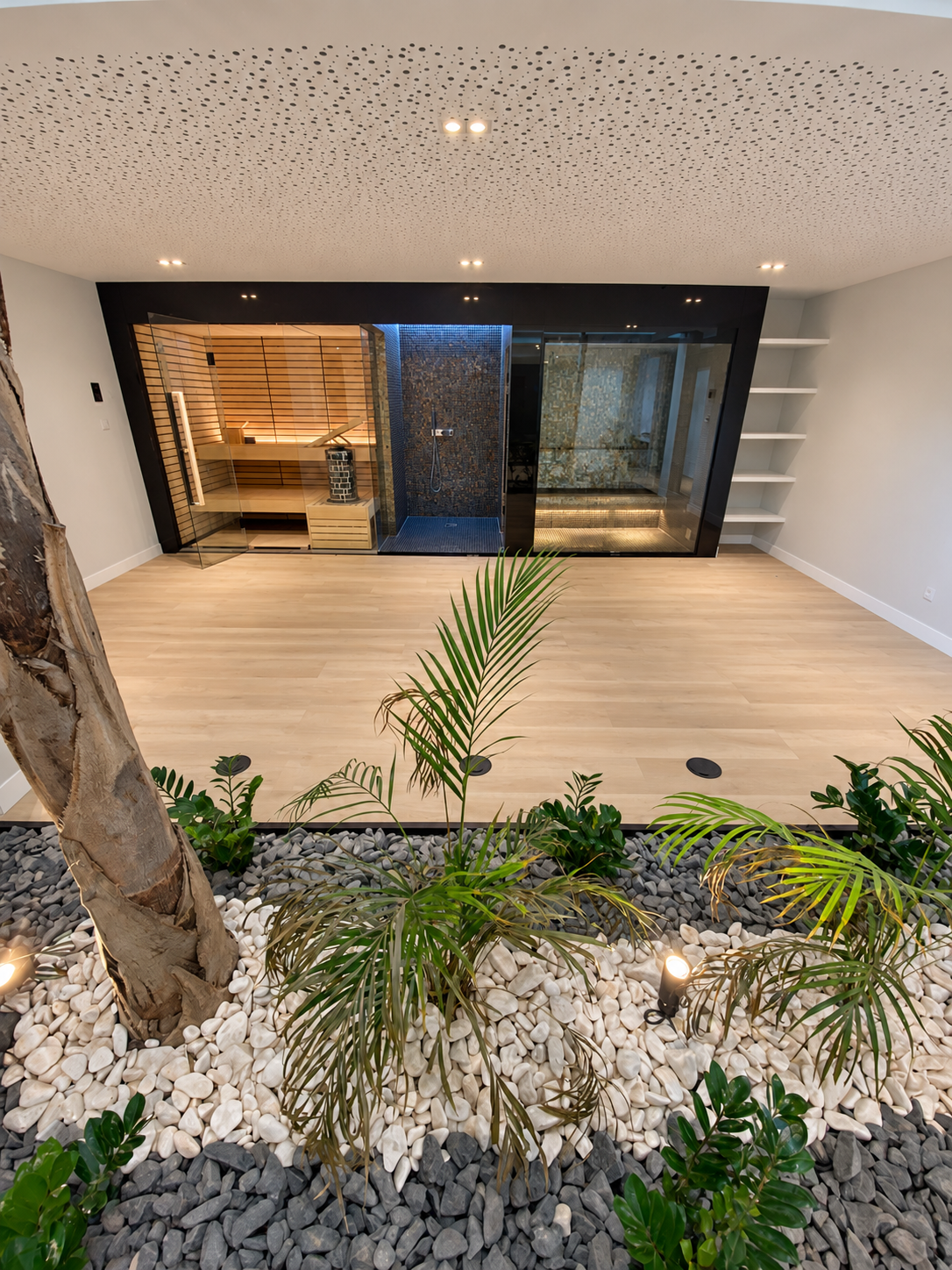 Home spa composto por sauna tradicional finlandesa, banho de vapor e duche